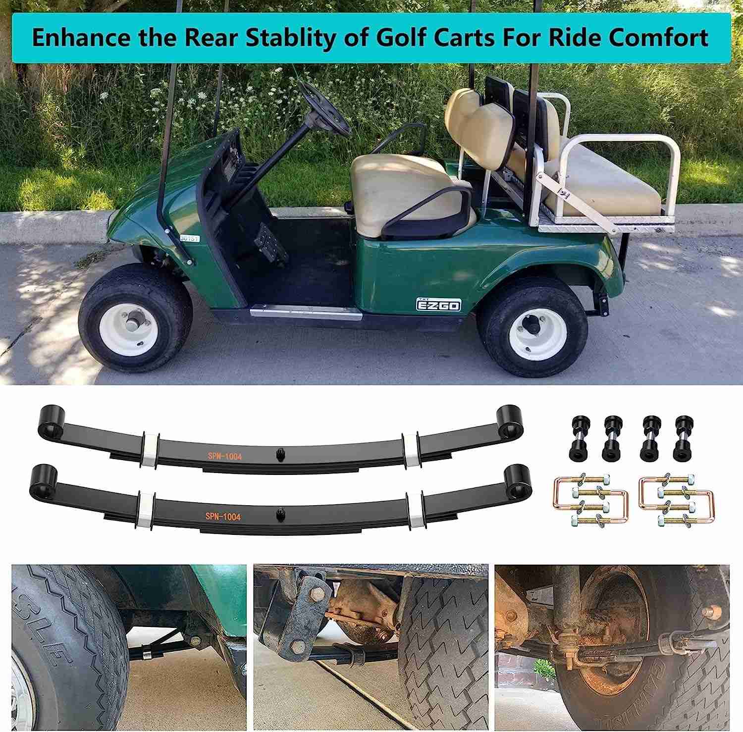 Golf Cart Lift Leaf Spring Kit with Bushings & Sleeves for 1995-2013 EZGO TXT - 10L0L