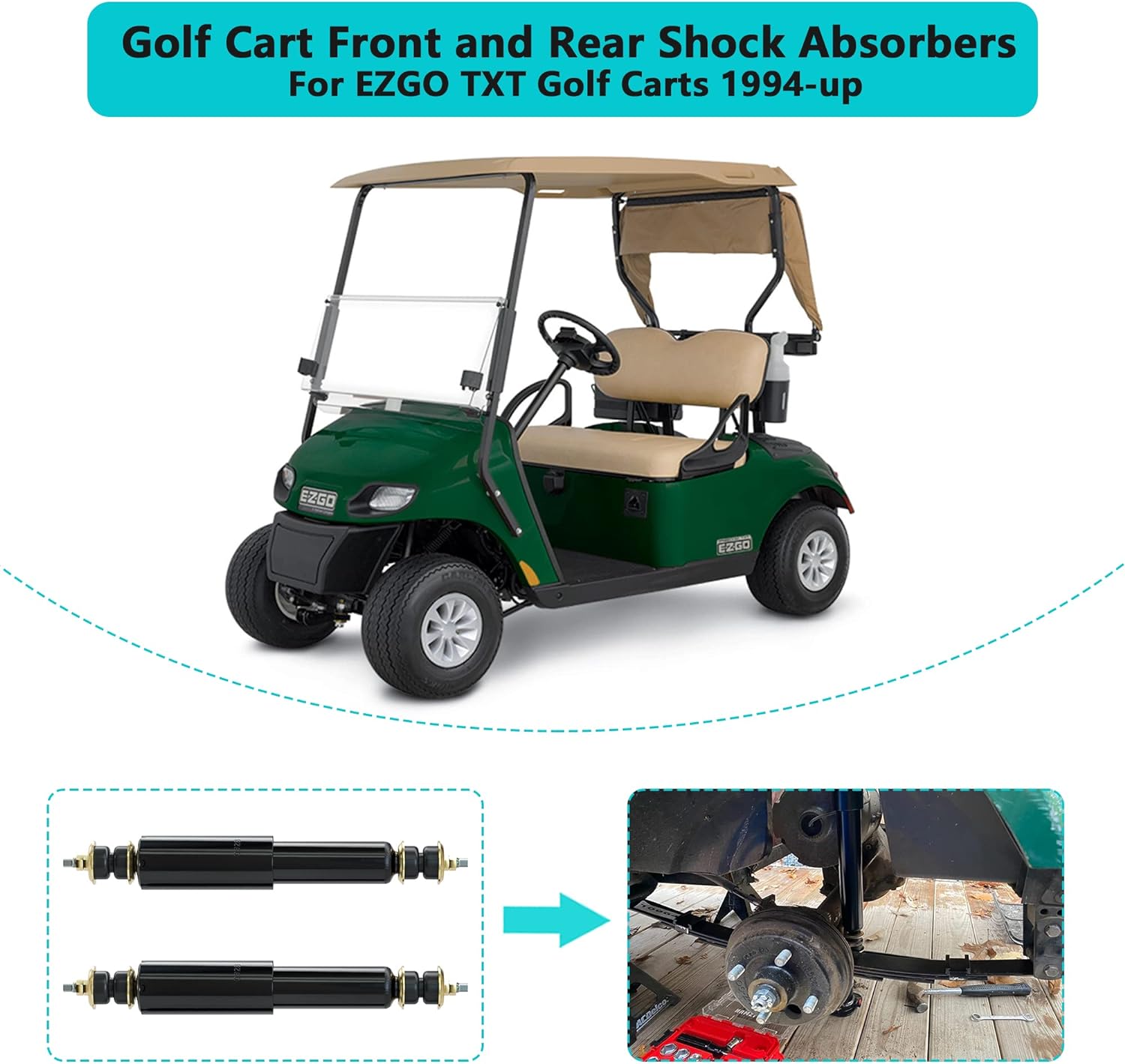 Golf Cart Suspension Air Shocks for EZGO TXT Front/Rear Shock Absorber - 10L0L