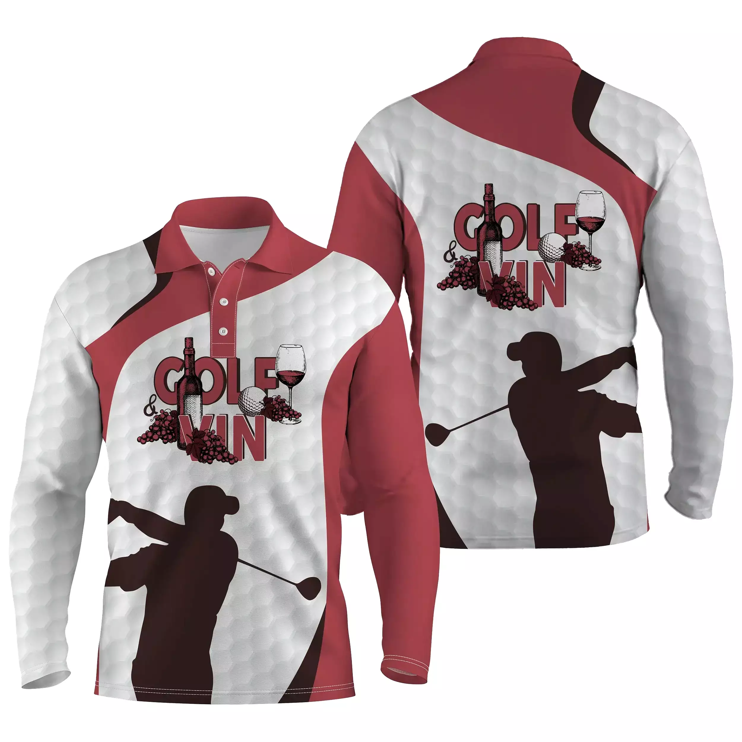 Golf et Vin, Polo de Sport, Cadeau Humour pour Fans de Golf, Polo Homme Femme - CTS18052214