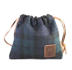 Harris Tweed Golf Drawstring Valuables Pouch in Black Watch