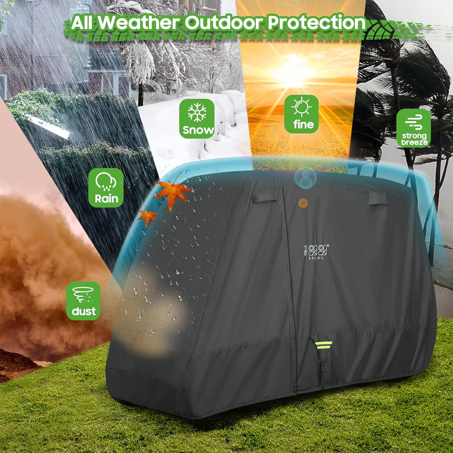 Heavy Duty Best Golf Cart Cover for 2/4 Passengers Golf Cart, All Weather Outdoor Protection