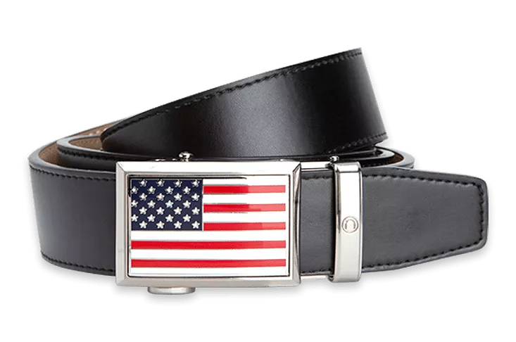 Heritage USA Flag, Black 1 3/8 Strap, Golf Belt