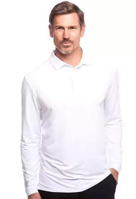 IBKUL Mens Polo Long Sleeve White