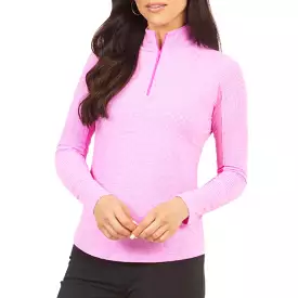 IBKUL Mock Long Sleeve Mini Check Hot Pink