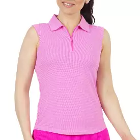 IBKUL Polo S/less Mini Check Hot Pink