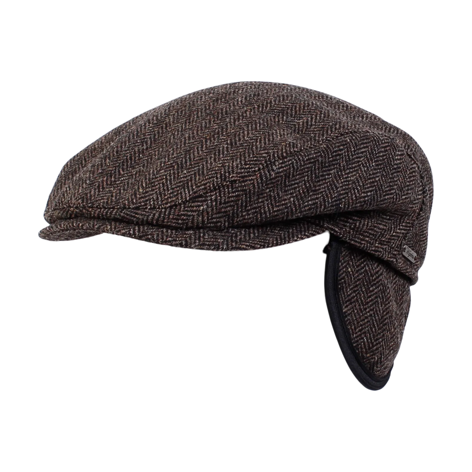 Ivy Slim Shetland Wool Cap with Earflaps in Herringbone (Choice of Colors) by Wigens