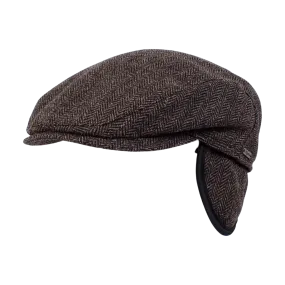 Ivy Slim Shetland Wool Cap with Earflaps in Herringbone (Choice of Colors) by Wigens