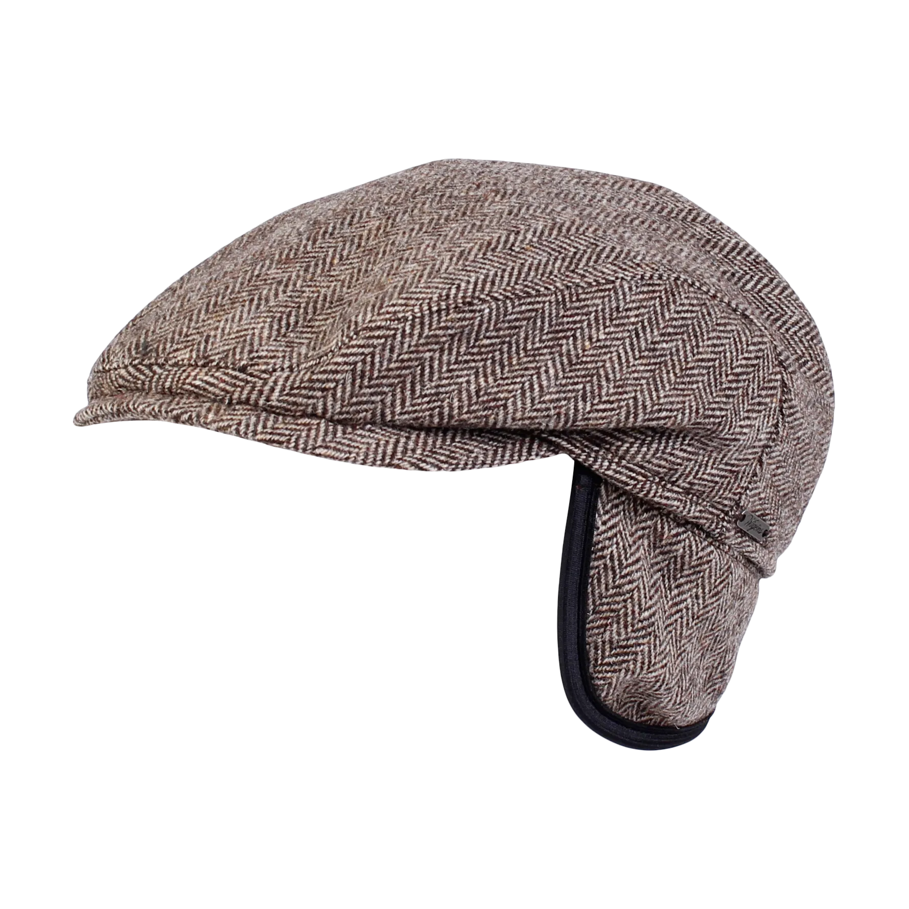 Ivy Slim Shetland Wool Cap with Earflaps in Herringbone (Choice of Colors) by Wigens