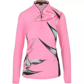 Jamie Sadock Polo Long Sleeve Botanical Pinktrest