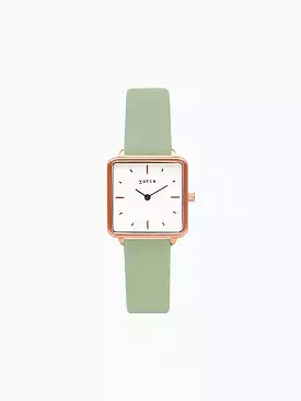 Kindred Watch with Rose Gold & White Dial | Sage Vegan Leather Strap