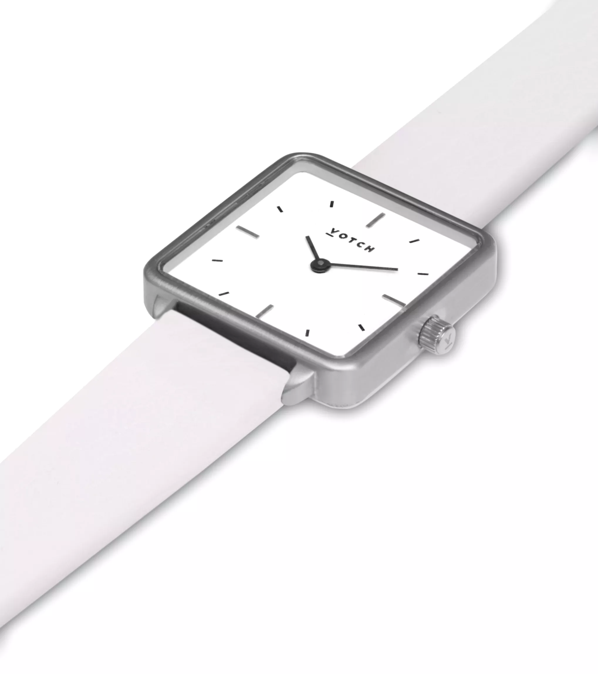 Kindred Watch with Silver & White Dial | Light Grey Vegan Leather Strap