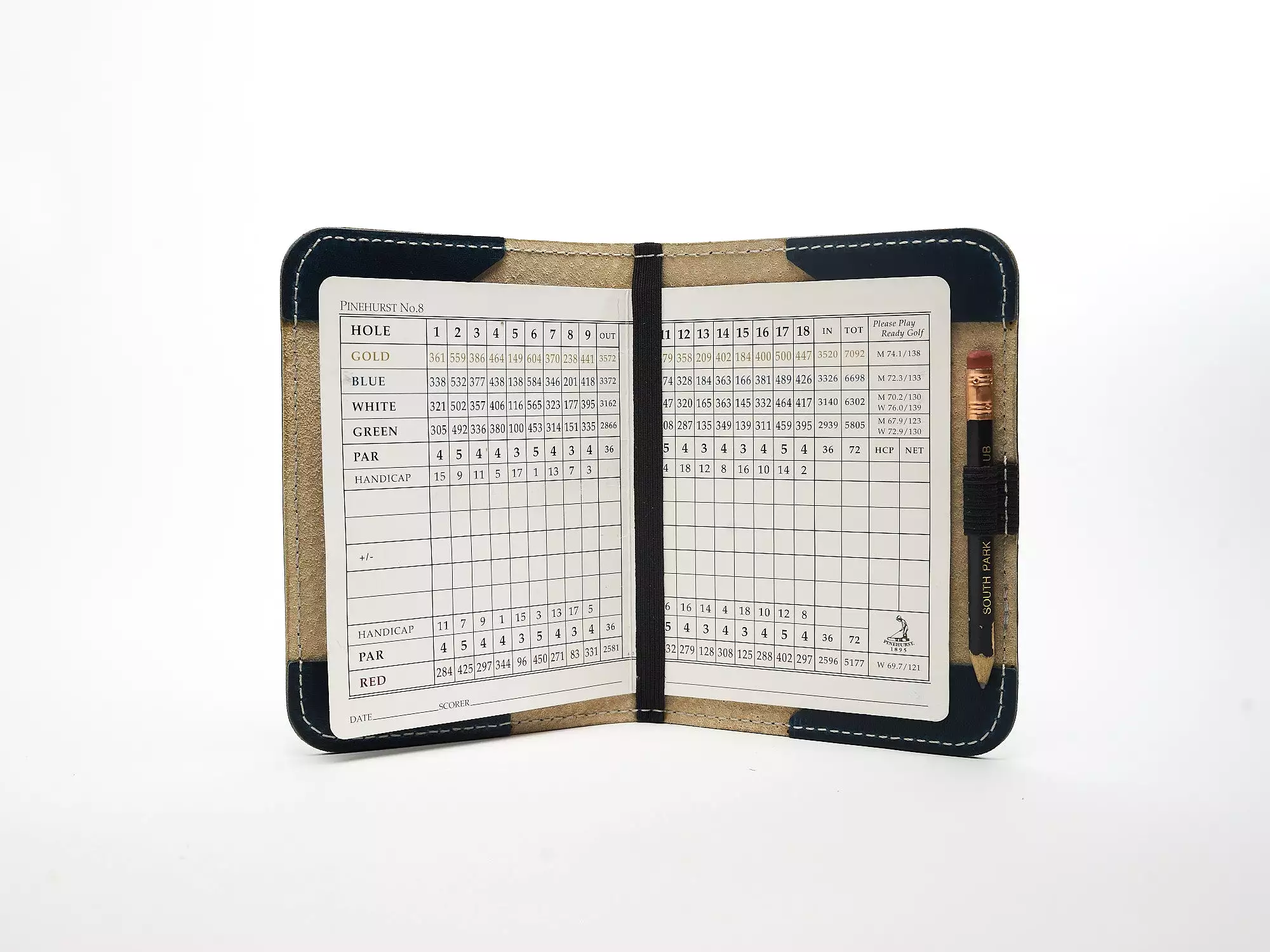 Leather Minimalist Golf Scorecard Holder in Navy