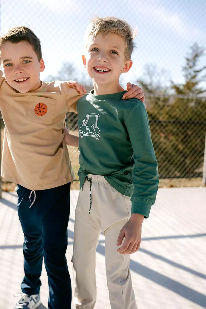 Little Paper Boat - Hunter Green Sweatshirt - Golf Cart