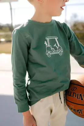 Little Paper Boat - Hunter Green Sweatshirt - Golf Cart