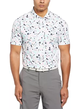 Mens Abstract Florida Novelty Print Golf Polo