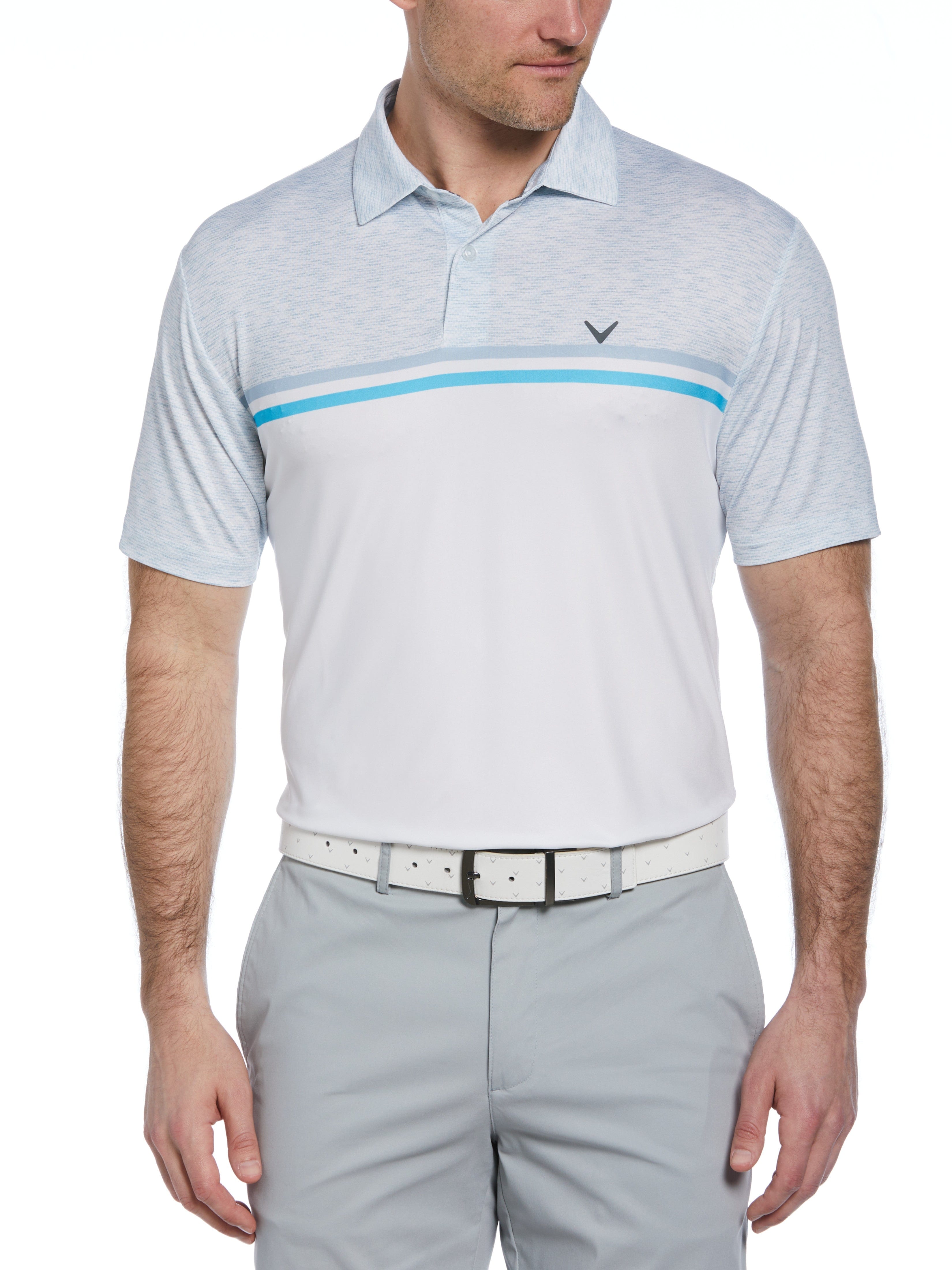 Mens Color Block Pattern Golf Polo