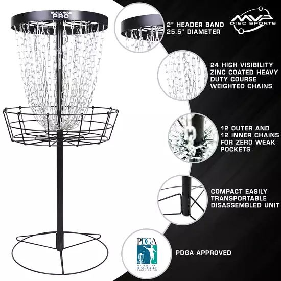 MVP Black Hole Pro Disc Golf Basket with Transit Bag