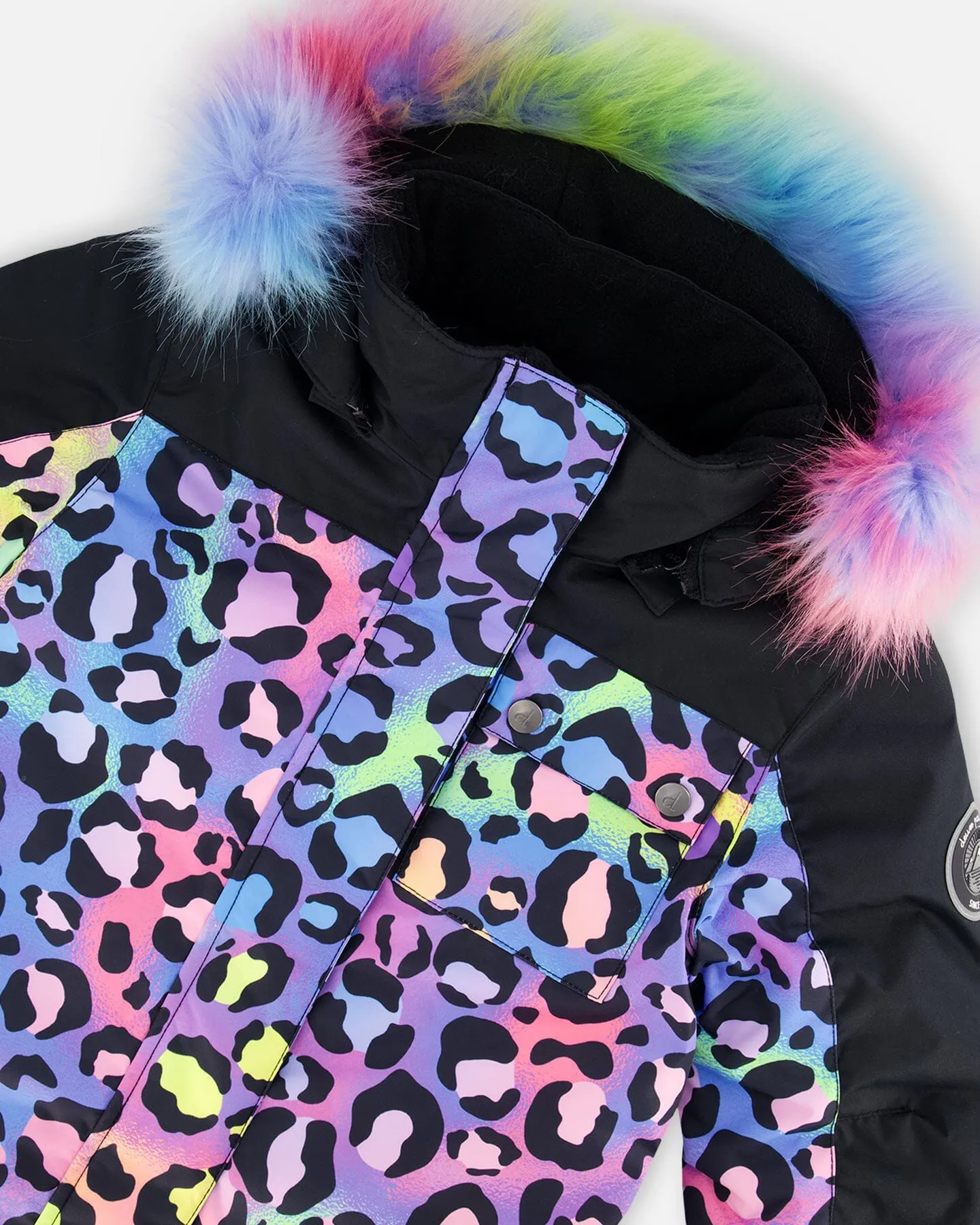 One Piece Snowsuit Printed Rainbow Leopard