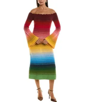 Oscar de la Renta Rainbow Ombre Sweaterdress