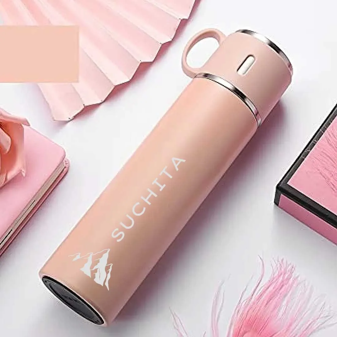 Personalised Tea Flask Thermos With 2 Cups Set - Mountain