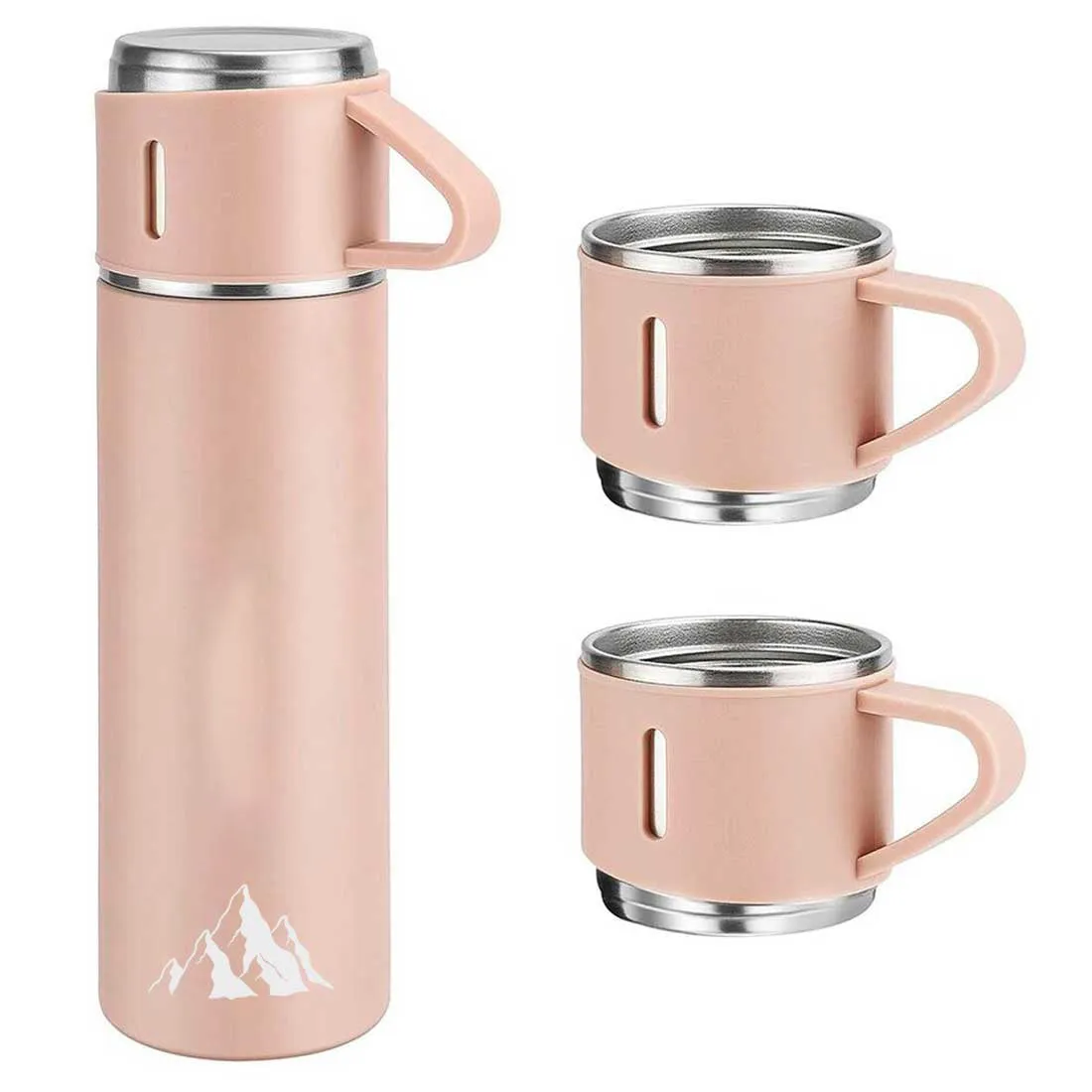 Personalised Tea Flask Thermos With 2 Cups Set - Mountain