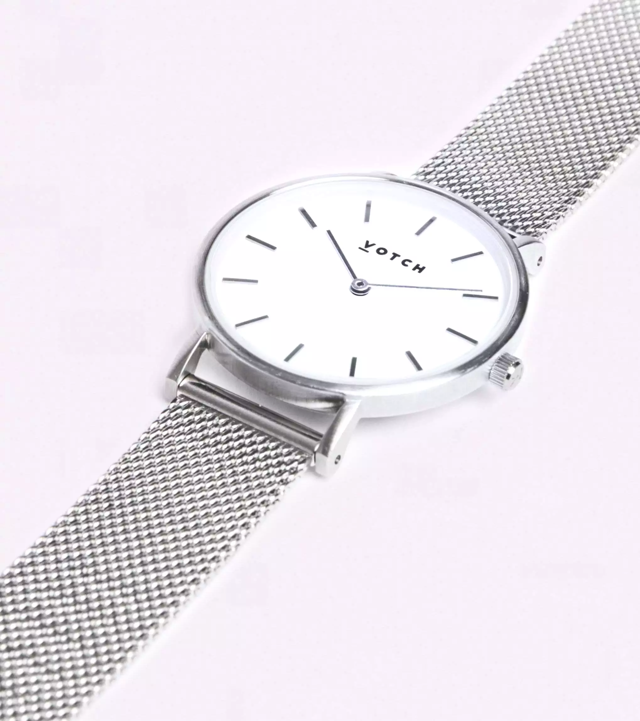 Petite Watch Silver & White Dial | Silver Mesh Strap