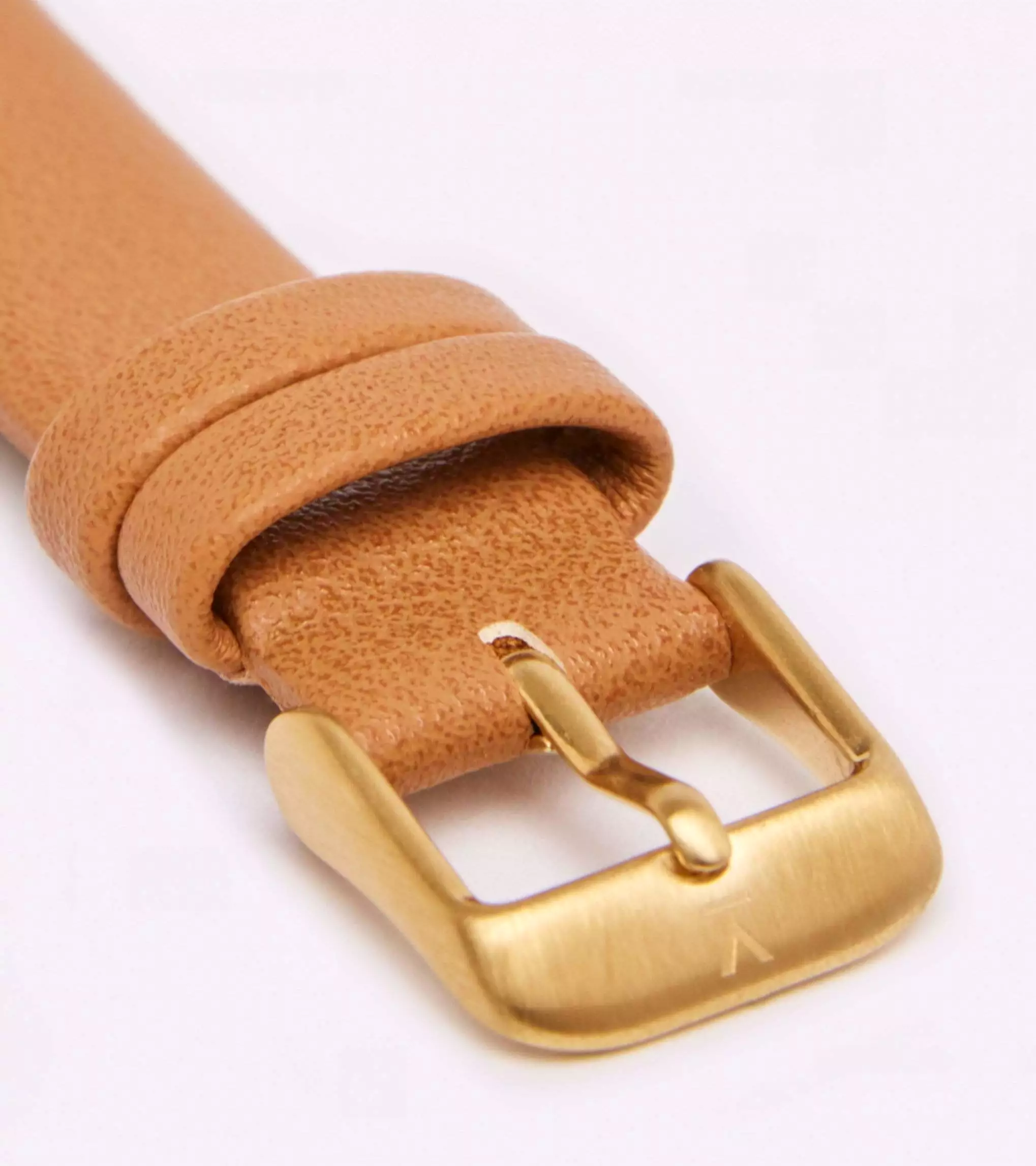 Petite Watch with Gold & White Dial | Tan Vegan Leather Strap