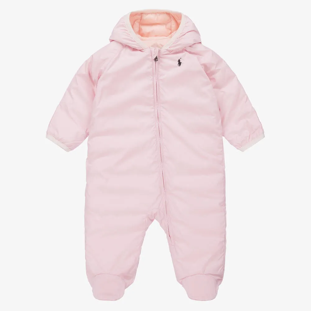 Pink Padded Logo Baby Snowsuit