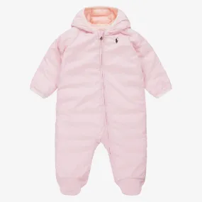 Pink Padded Logo Baby Snowsuit