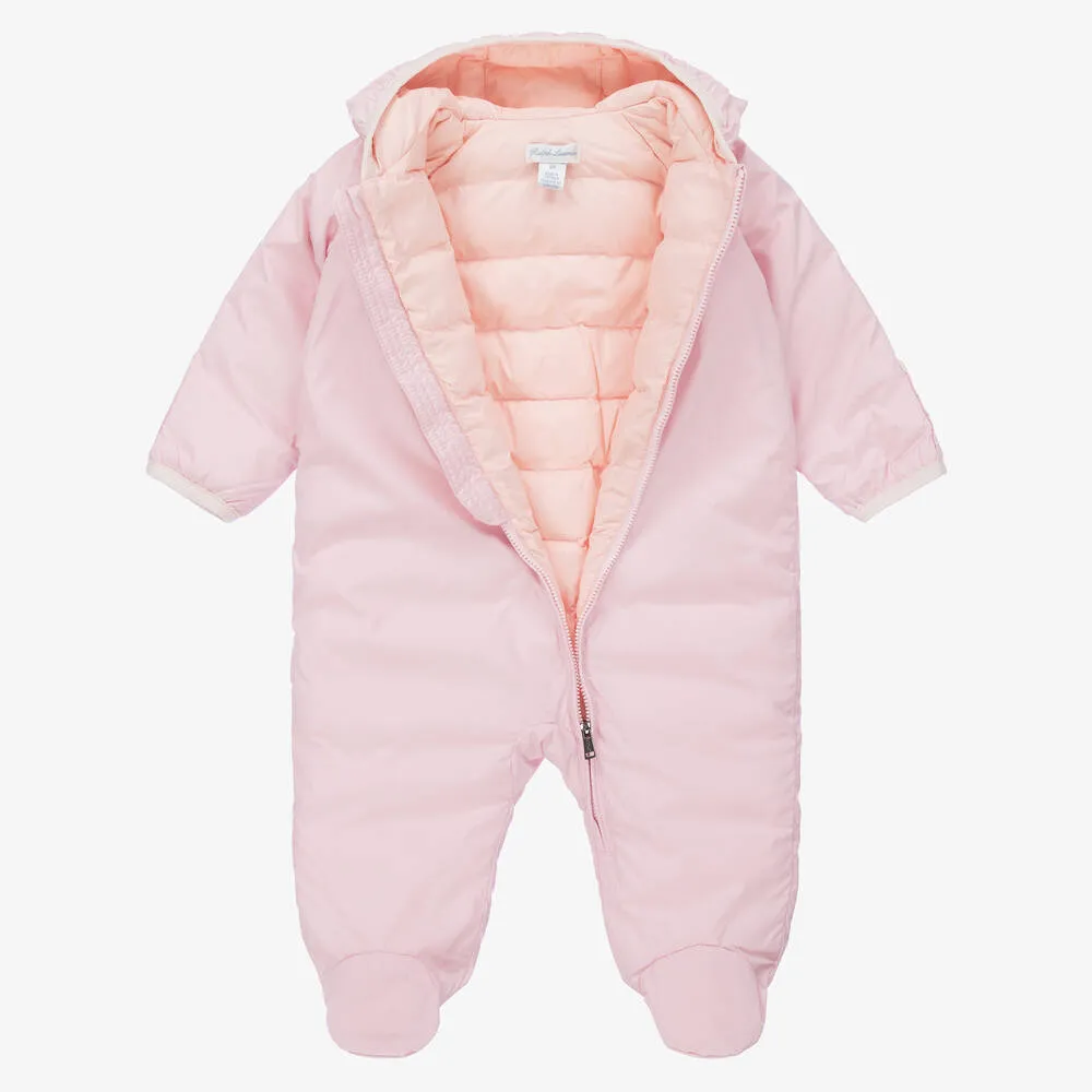 Pink Padded Logo Baby Snowsuit