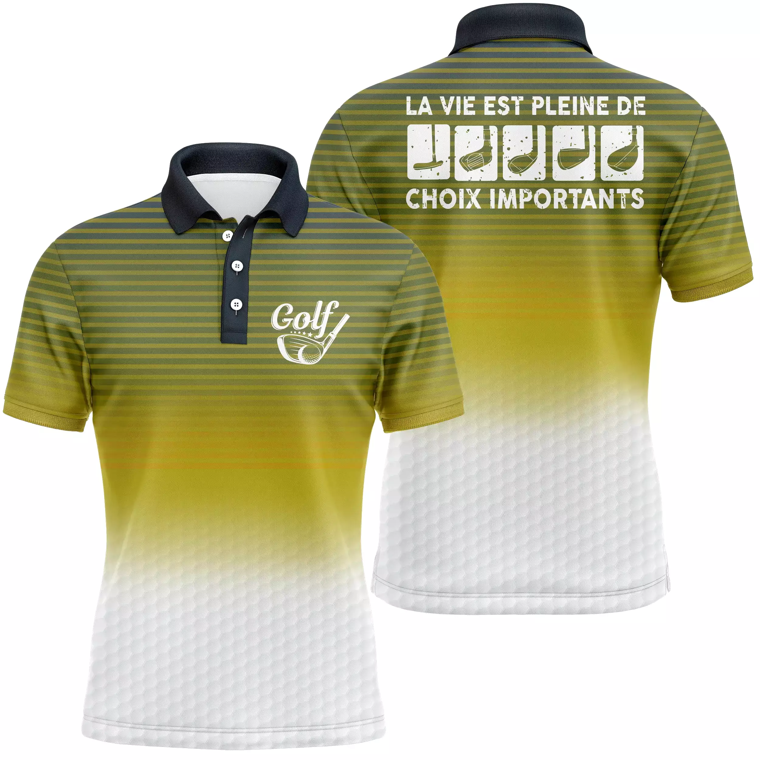 Polo de Golf, Cadeau Humour Golfeur, Golfeuse, Polo à Séchage Rapide Homme Femme, Club de Golf, La Vie Est Pleine De Choix Impor