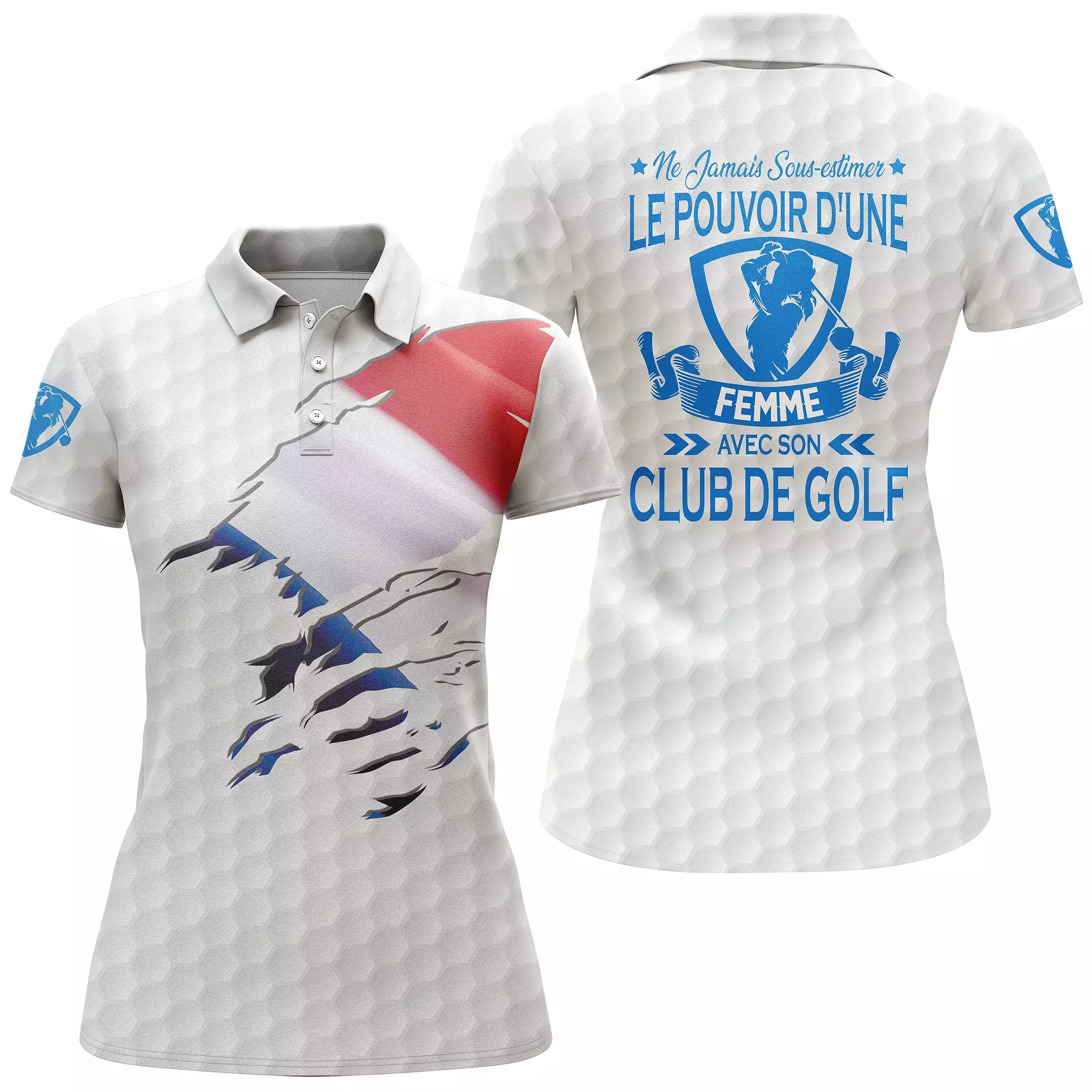 Polo de Golf, Idée Cadeau Humour Golfeur, Golfeuse, Ne Jamais Sous-Estimer Le Pouvoir d'un Homme, d'une Femme Avec son Club De G