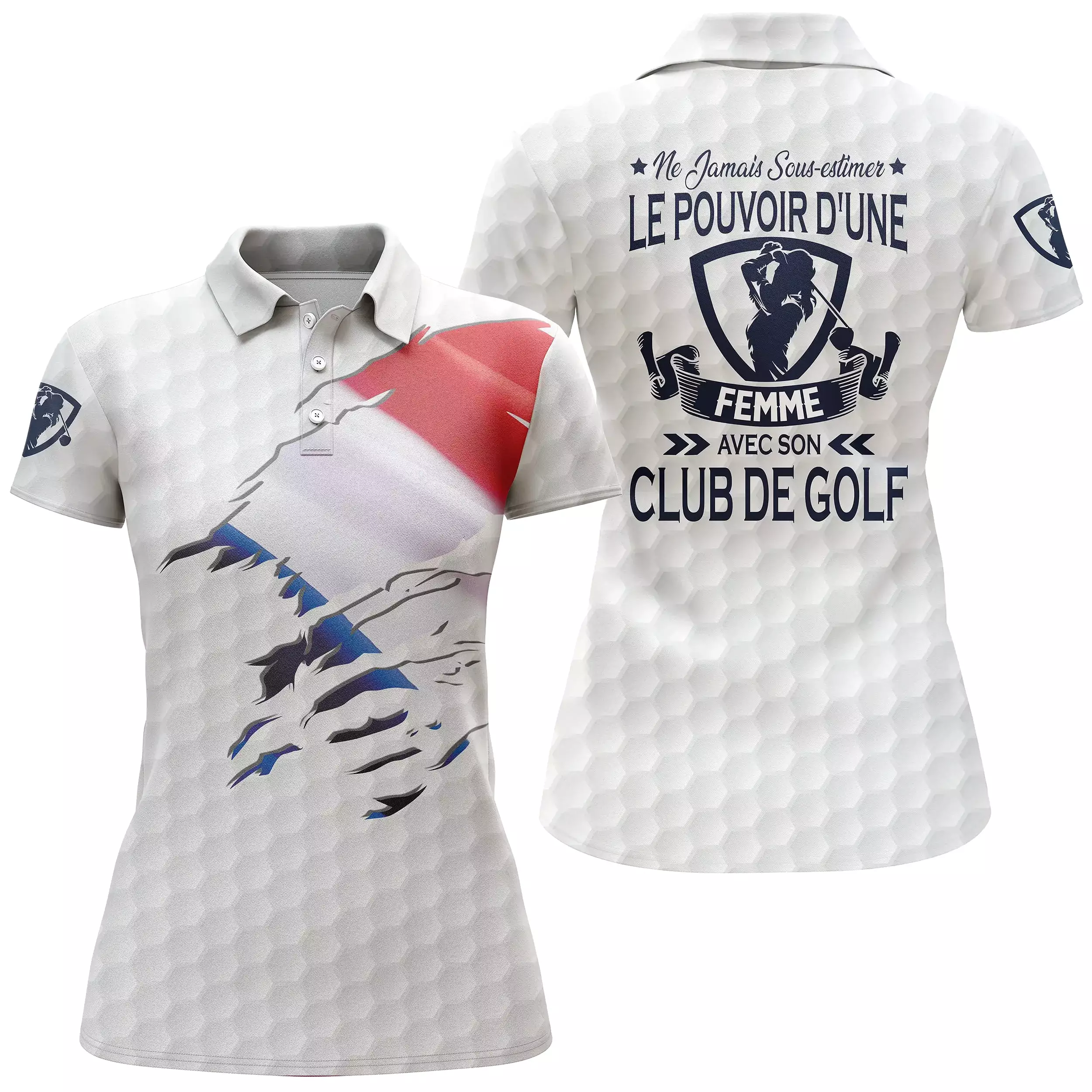 Polo de Golf, Idée Cadeau Humour Golfeur, Golfeuse, Ne Jamais Sous-Estimer Le Pouvoir d'un Homme, d'une Femme Avec son Club De G