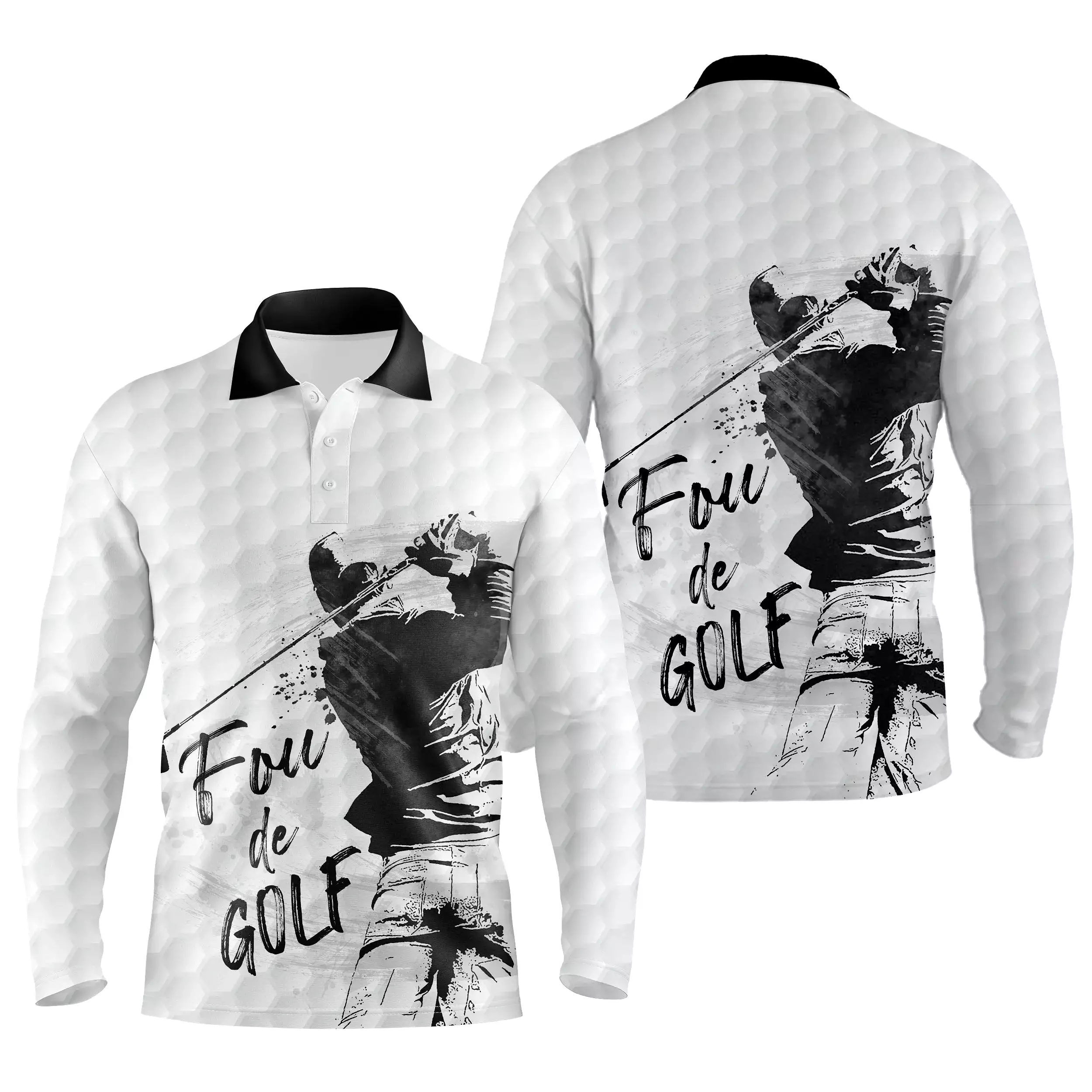 Polo pour Fan de Golf, Cadeau Humour Golf, Fou de Golf, Polo à Séchage Rapide Homme Femme, Impression Golfeur Balle de Golf - CT