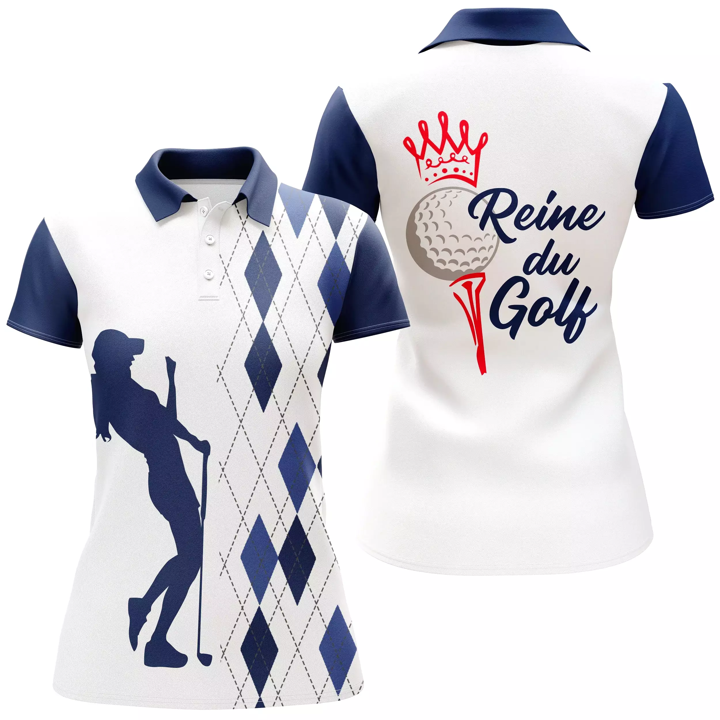 Polo Reine du Golf, Vêtement de Sport Femme, Cadeau Humour Golfeuse, Polo d'té à Séchage Rapide - CTS13052216