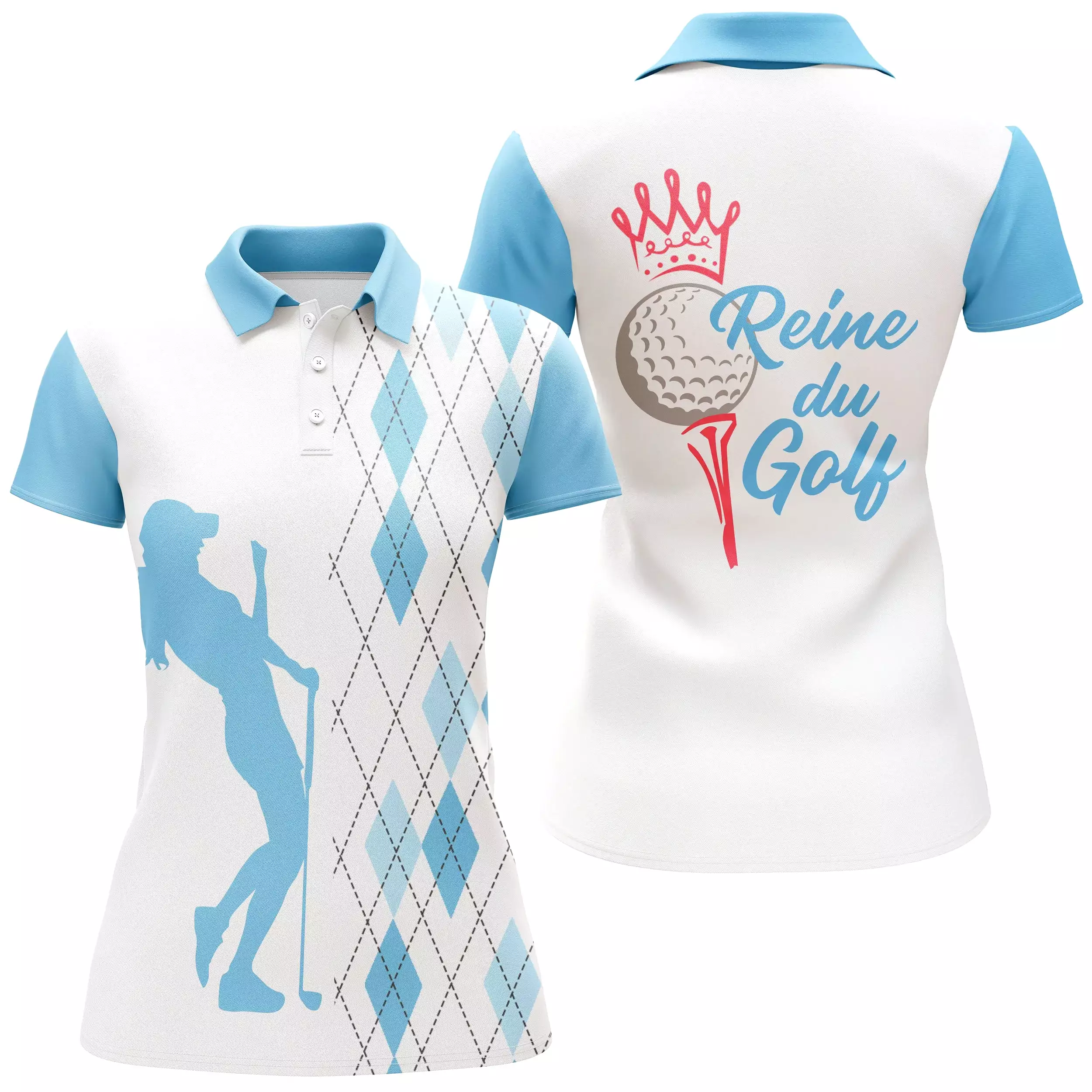 Polo Reine du Golf, Vêtement de Sport Femme, Cadeau Humour Golfeuse, Polo d'té à Séchage Rapide - CTS13052216