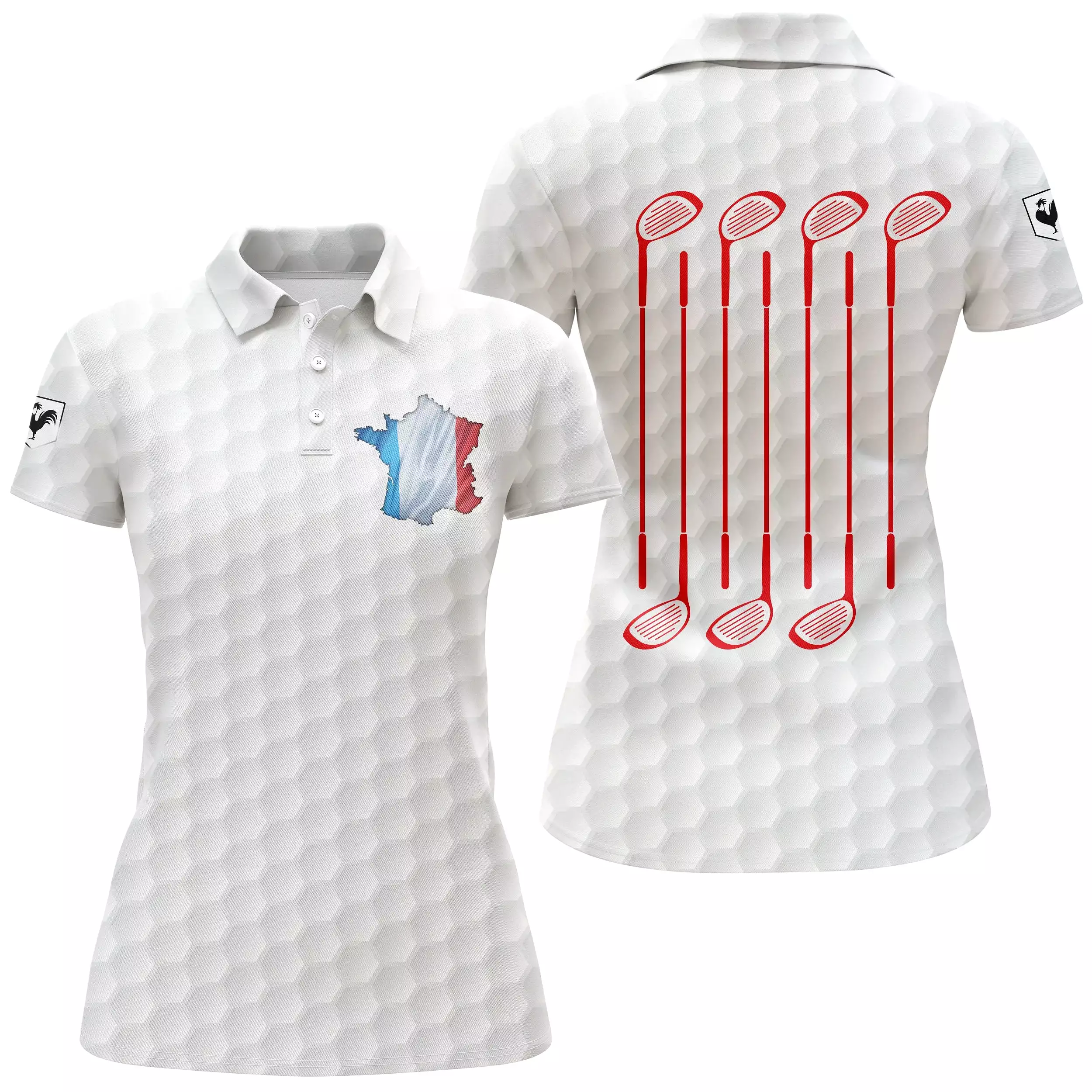 Polo Shirt pour Fan de Golf, Cadeau Original Golf, Polo à Séchage Rapide Homme Femme, Drapeau France, Club de Golf, Balle de Gol