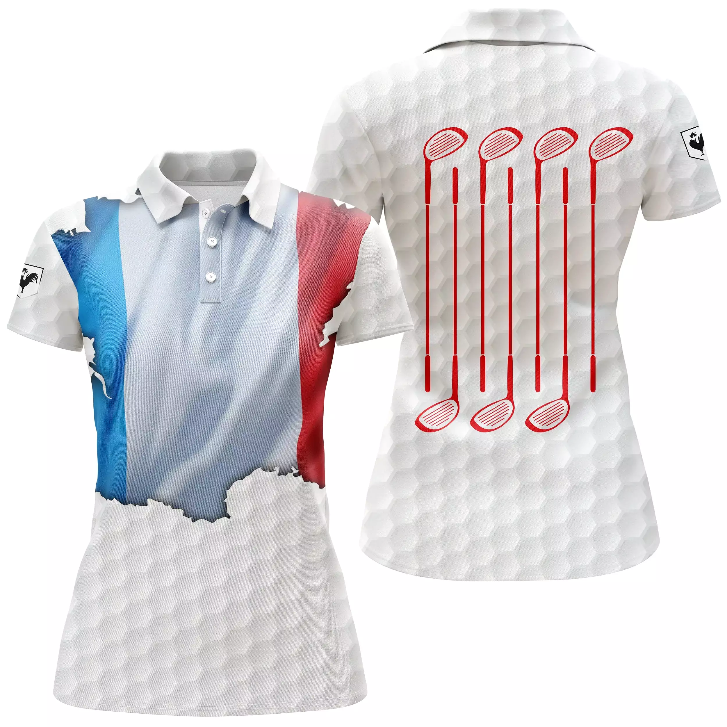 Polo Shirt pour Fan de Golf, Cadeau Original Golf, Polo à Séchage Rapide Homme Femme, Drapeau France, Club de Golf, Balle de Gol