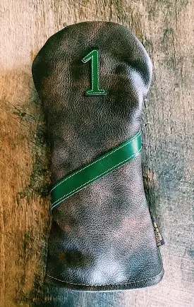 Single Barrel collection leather golf Headcover in Cigar / Conceria Walpier Buttero Green