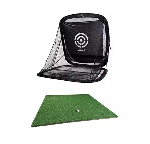 Spornia SPG-7 Golf Practice Net + Golf Mat Bundle