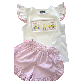 True - Girls Golf Cart Smocked Set