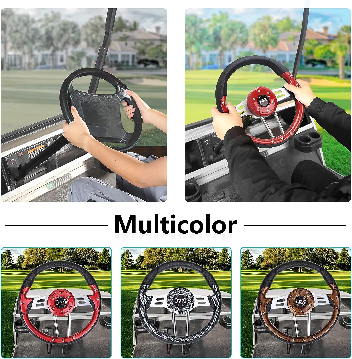 Universal golf cart steering wheels for sale red brown silver optional - 10L0L