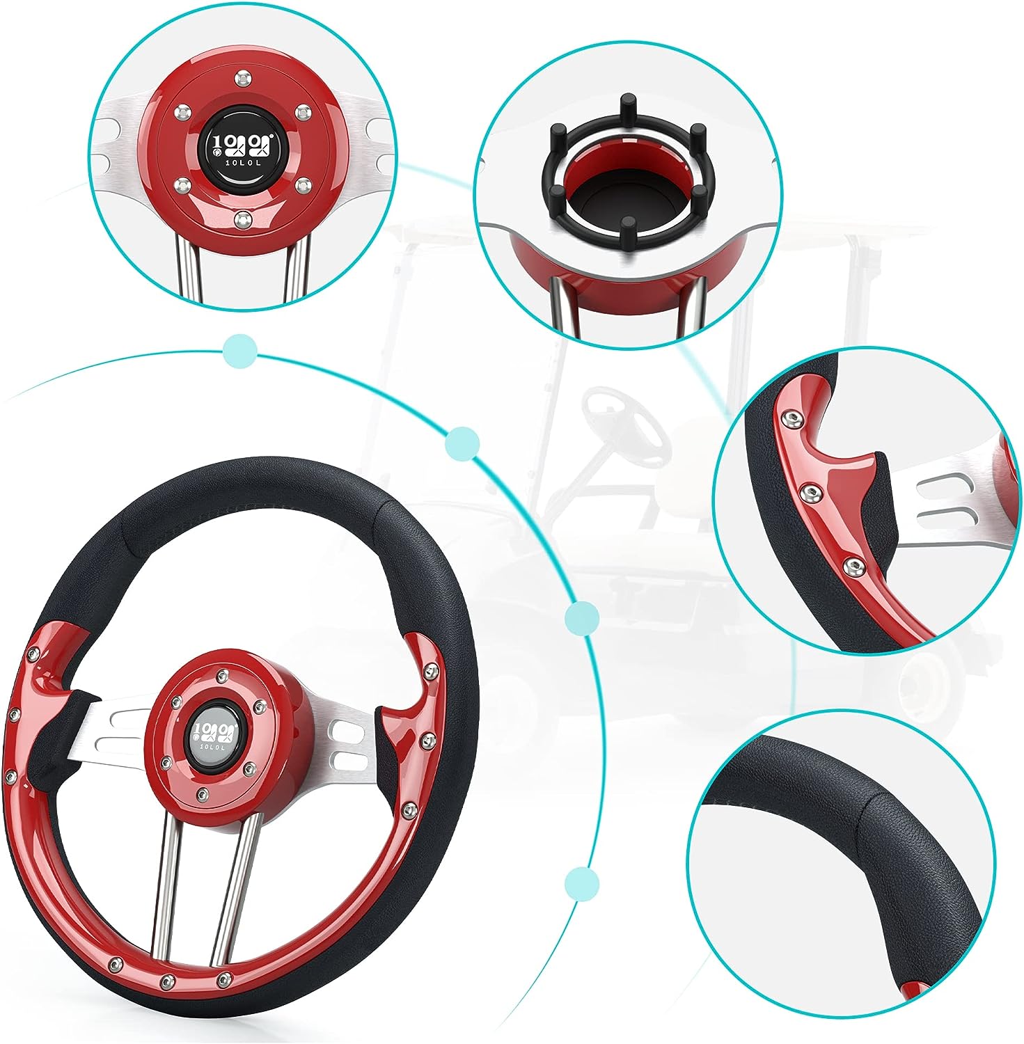 Universal golf cart steering wheels for sale red brown silver optional - 10L0L