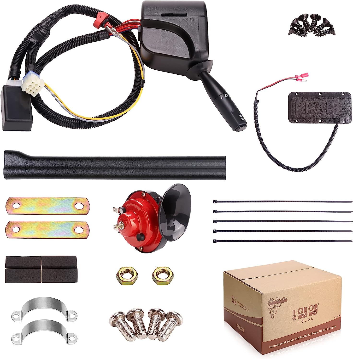 Universal Golf Cart Turn Signal Kit with Horn Button, Turn Light Switch, Brake Light Pad Switch