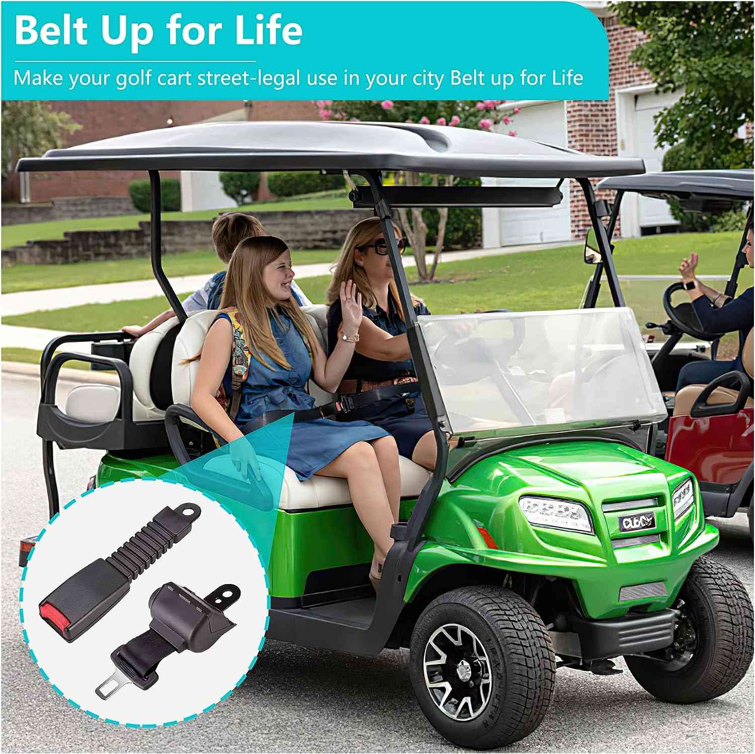 Universal Retractable Front Rear Golf Cart Seat Belt Kit for EZGO, Yamaha, Club Car - 10L0L