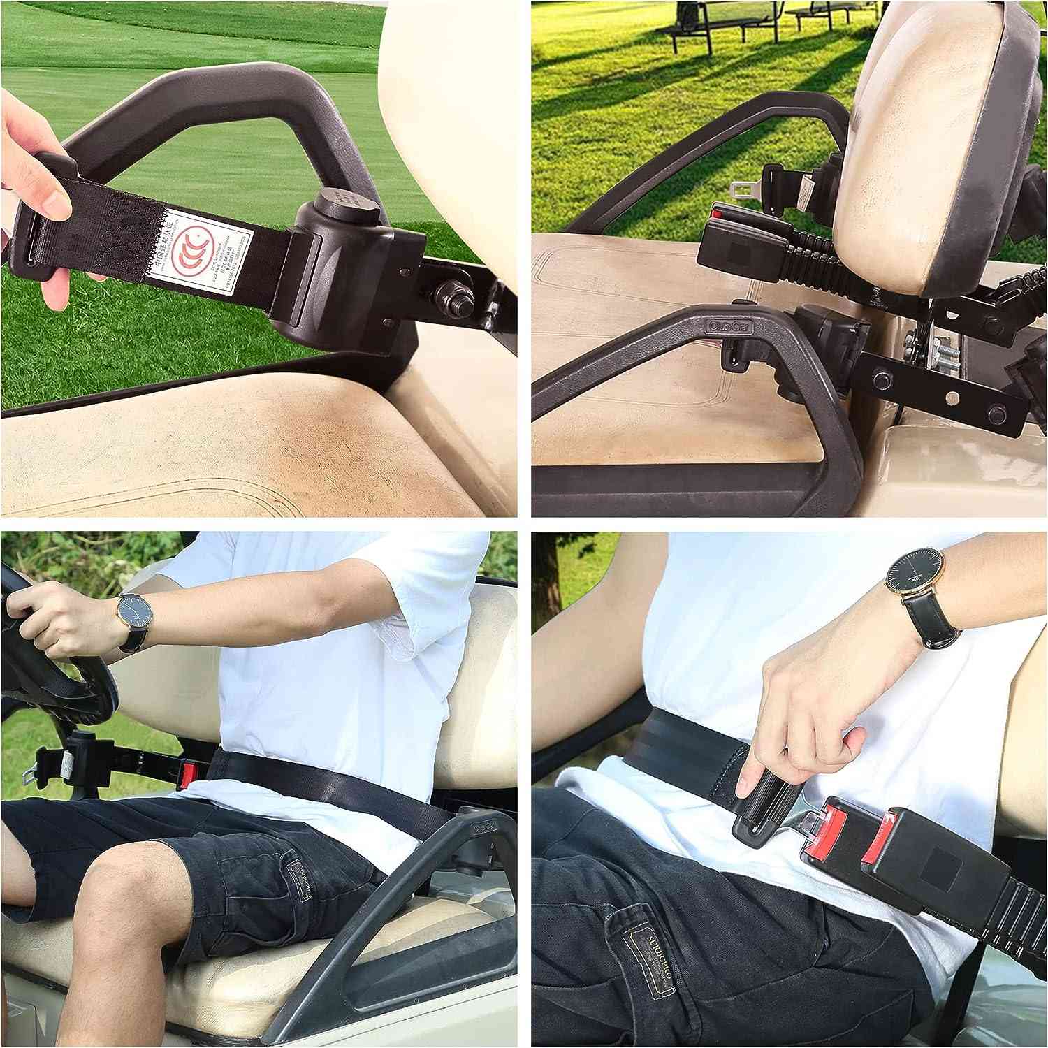 Universal Retractable Front Rear Golf Cart Seat Belt Kit for EZGO, Yamaha, Club Car - 10L0L