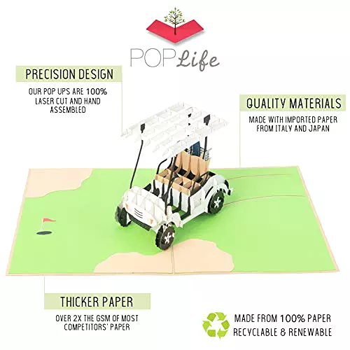 Valentines Day Golf Cart Pop Up Card - Golfing Valentines Gift Bundles