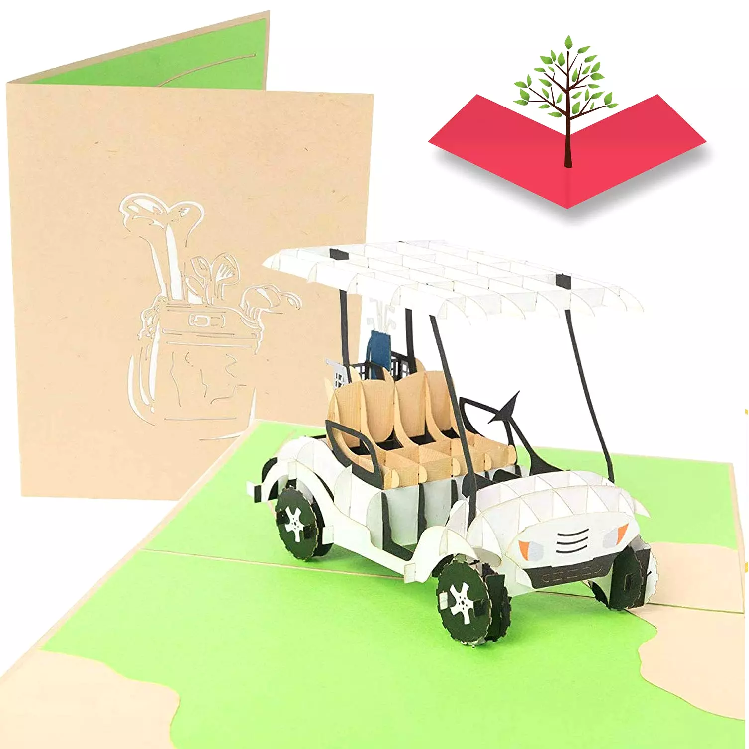 Valentines Day Golf Cart Pop Up Card - Golfing Valentines Gift Bundles