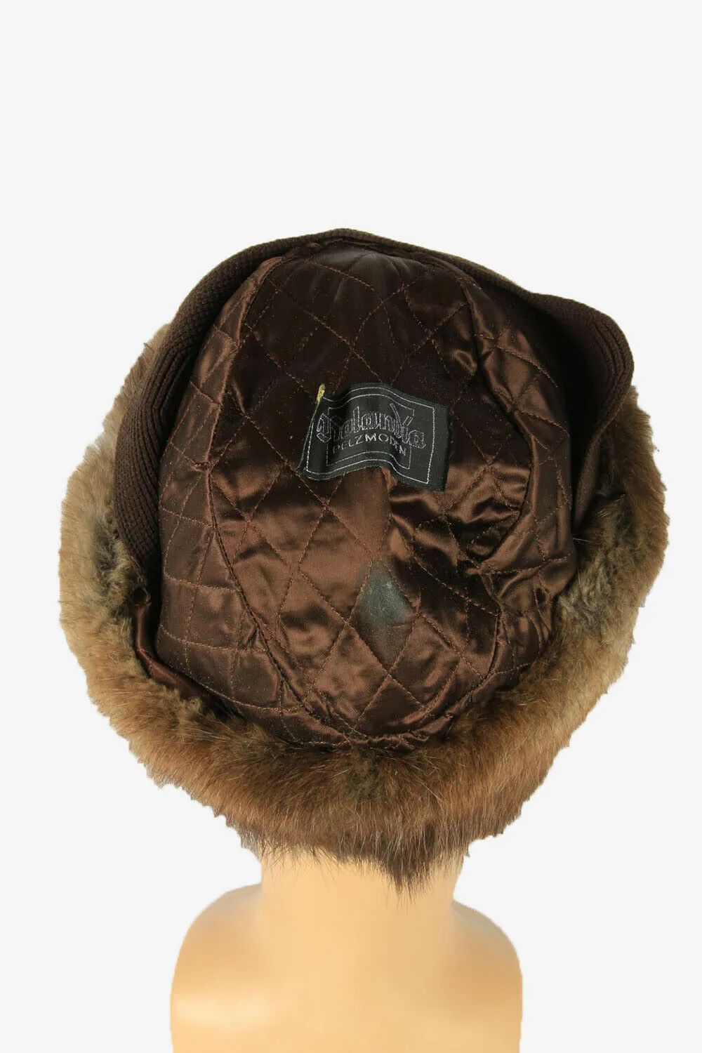 Vintage Fur Suede Cossack Hat Earflaps 90s Brown 56 cm - Pepper Tree London