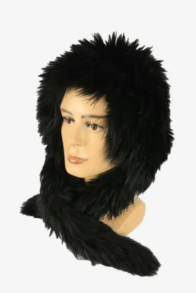 Vintage Russian Style Fur Hat Earflaps Winter Warm Black Size 32 cm - Pepper Tree London